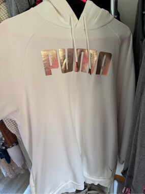 PUMA Rose Gold Logo Cream Hoodie Dress